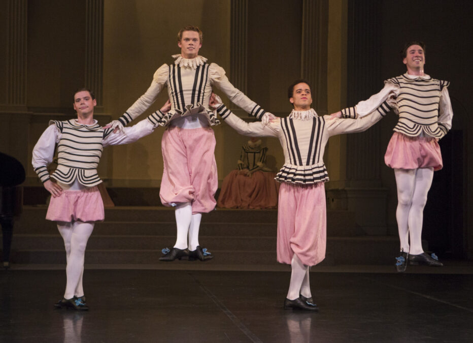 Picture of the cast of Frederick Ashton's "Capriol Suite" from the New York Theatre Ballet