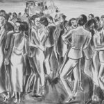 A group of people dancing at a party