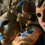 a close-up of some masks